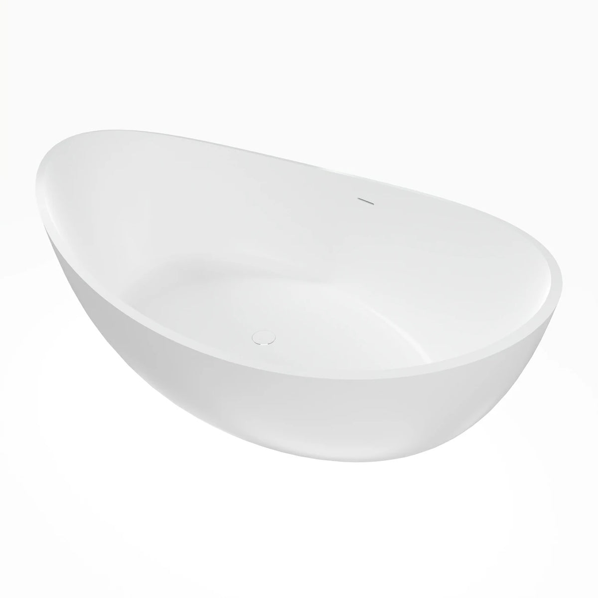 70" Matte White Solid Surface Freestanding Soaking Bathtub
