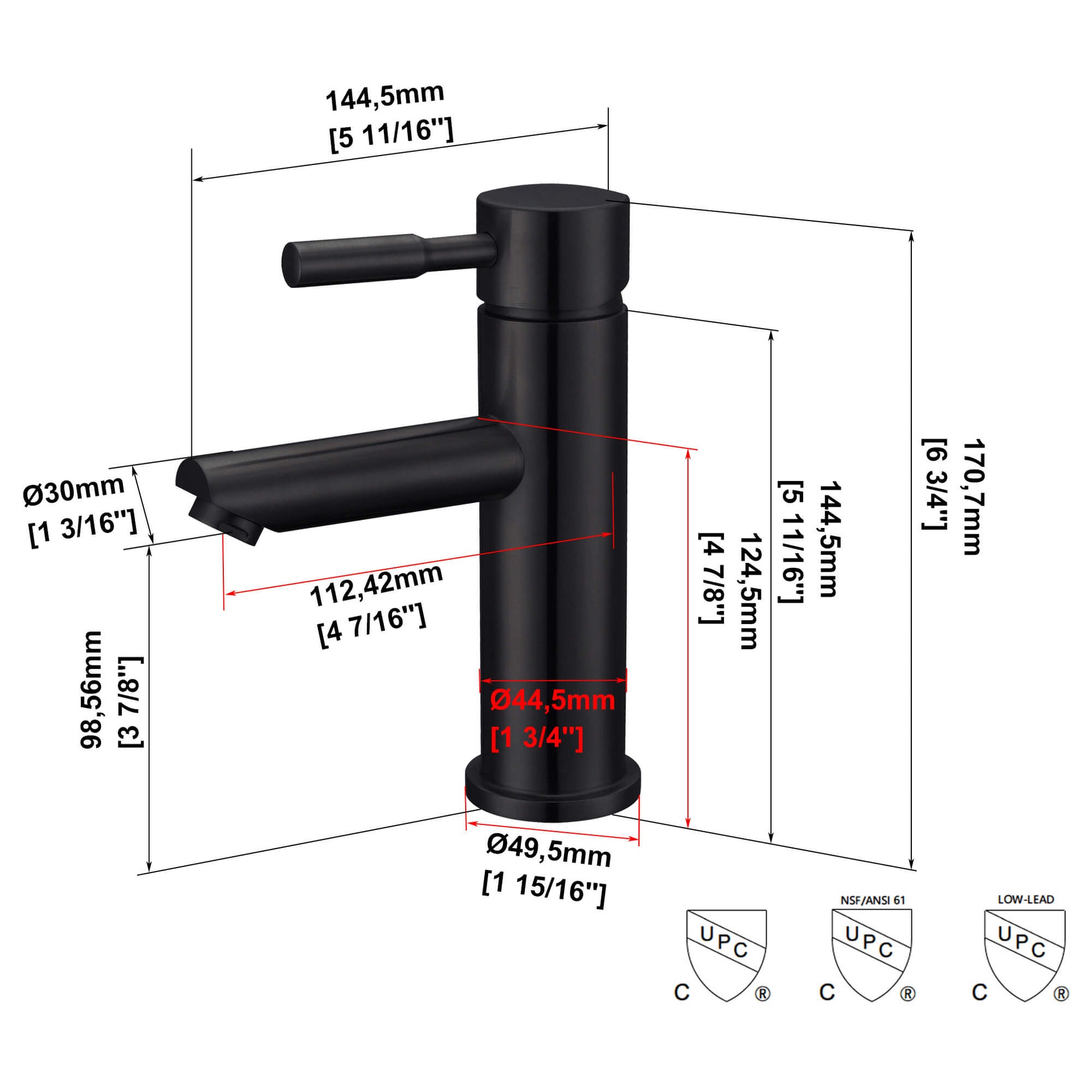 Casainc Matte Black 1-Handle Commercial Freestanding Sink Faucet