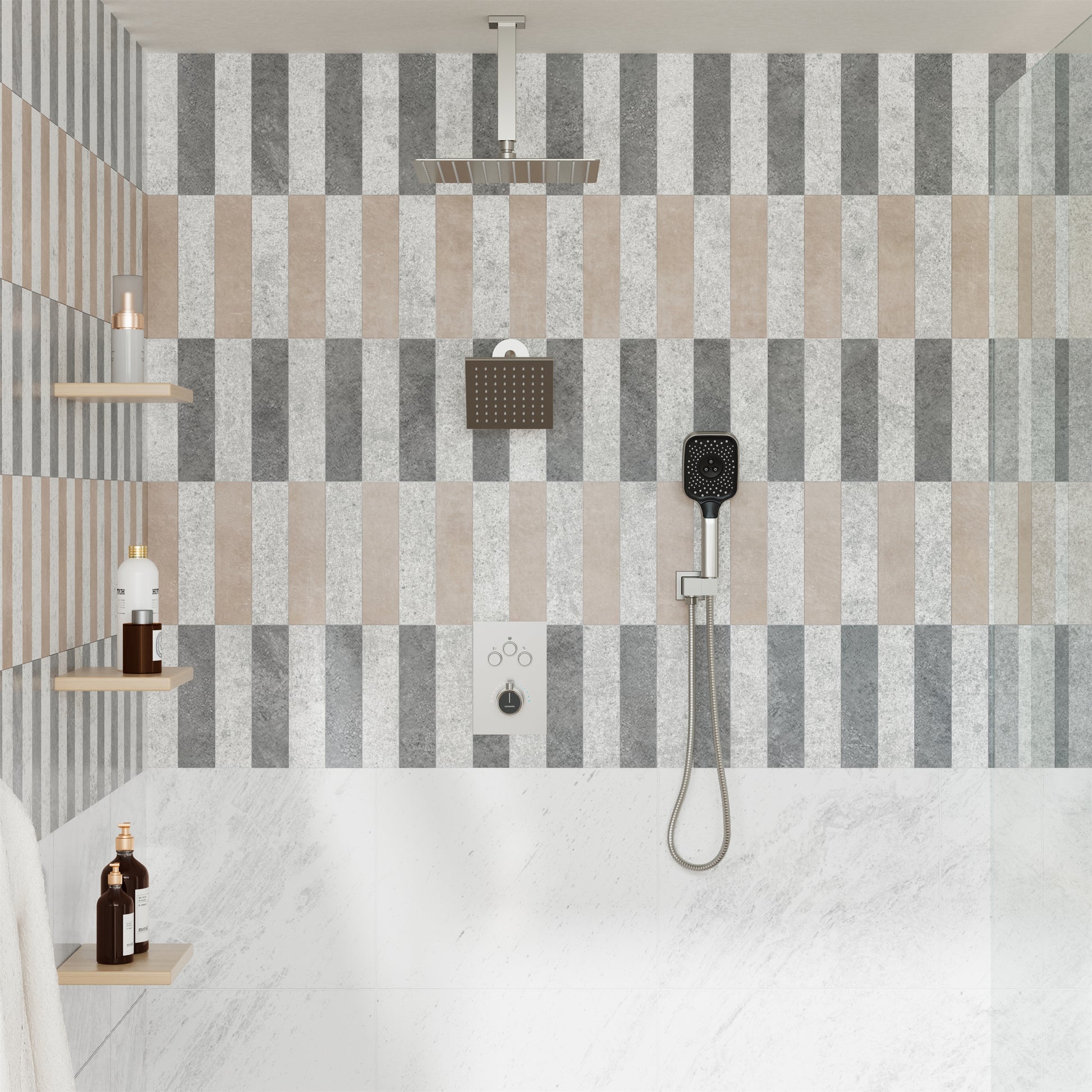 12" Ceiling Mount Rainfall Shower Head Thermostatic Shower System
