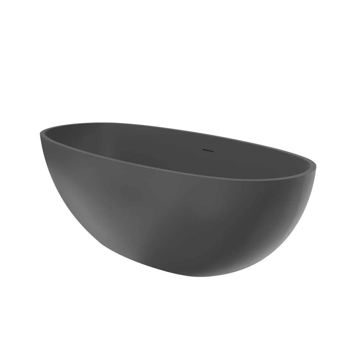 65.2" Matte Gray Solid Surface Freestanding Soaking Bathtub