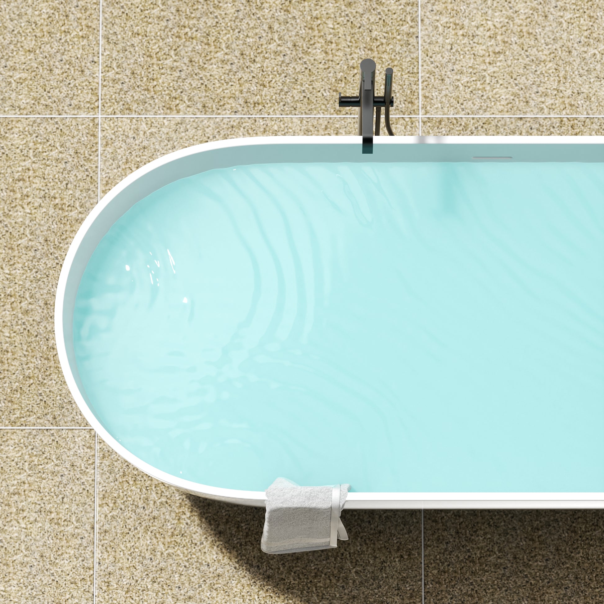 59"/63"/69" Modern Stone Resin Freestanding Soaking Tub with Spa-Level Comfort