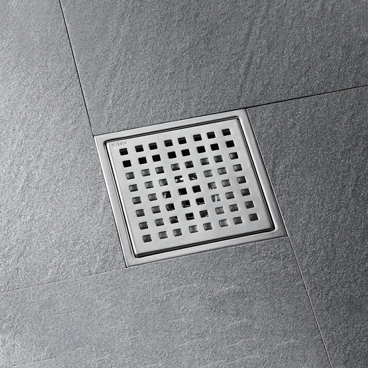 Square Stainless Steel Shower Drain Cover with Grid Design
