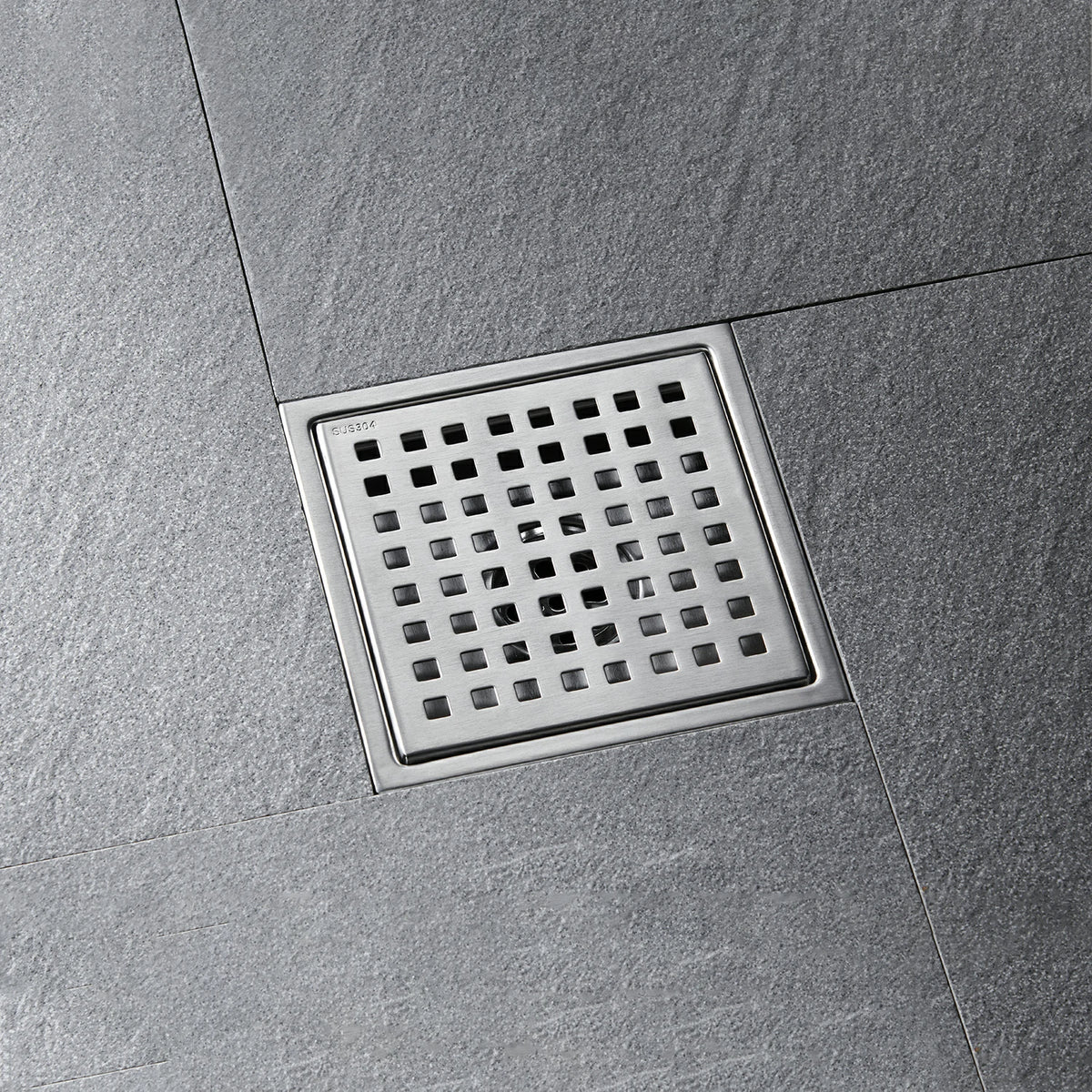 Square Stainless Steel Shower Drain Cover with Grid Design