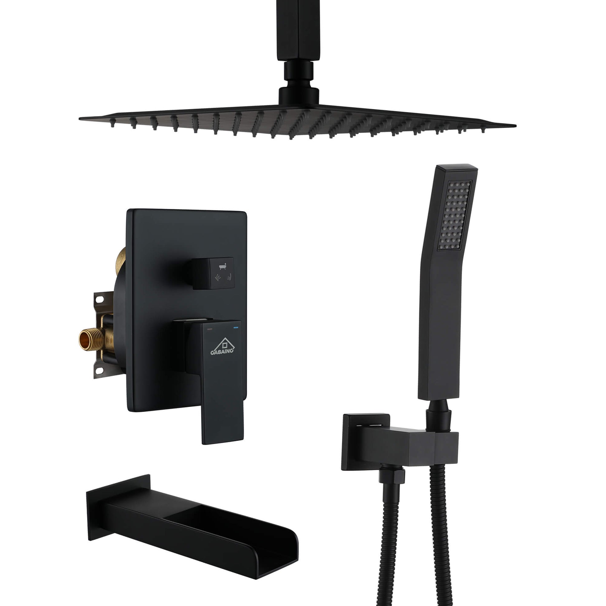 CASAINC Shower System with Cascading Tub Filler
