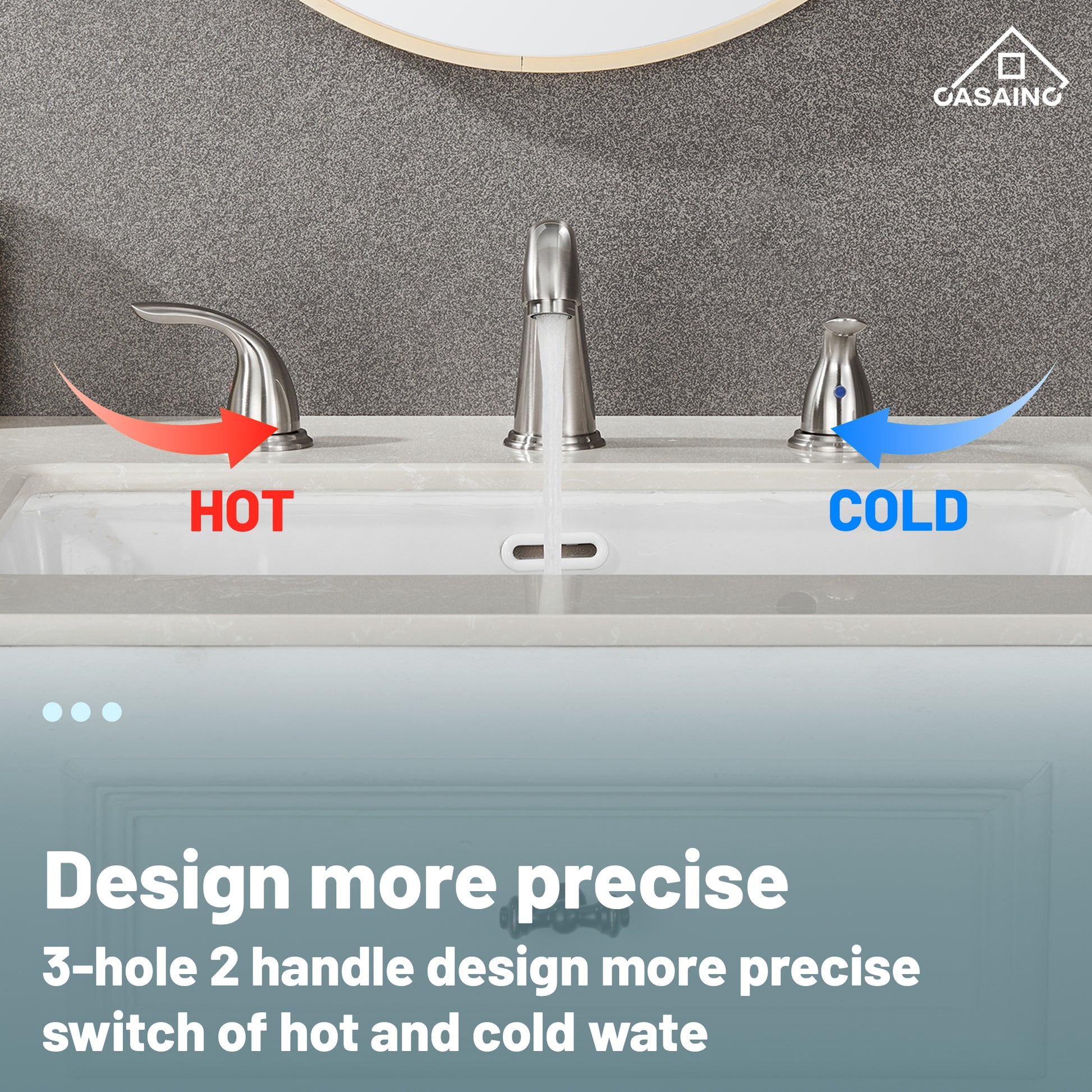 Casainc 4 Inch 2-Handle Bathroom Sink Faucet with Drain Assembly Matte Black/Brushed Nickel/Oil Rubbed Bronz/Brushed Gold 