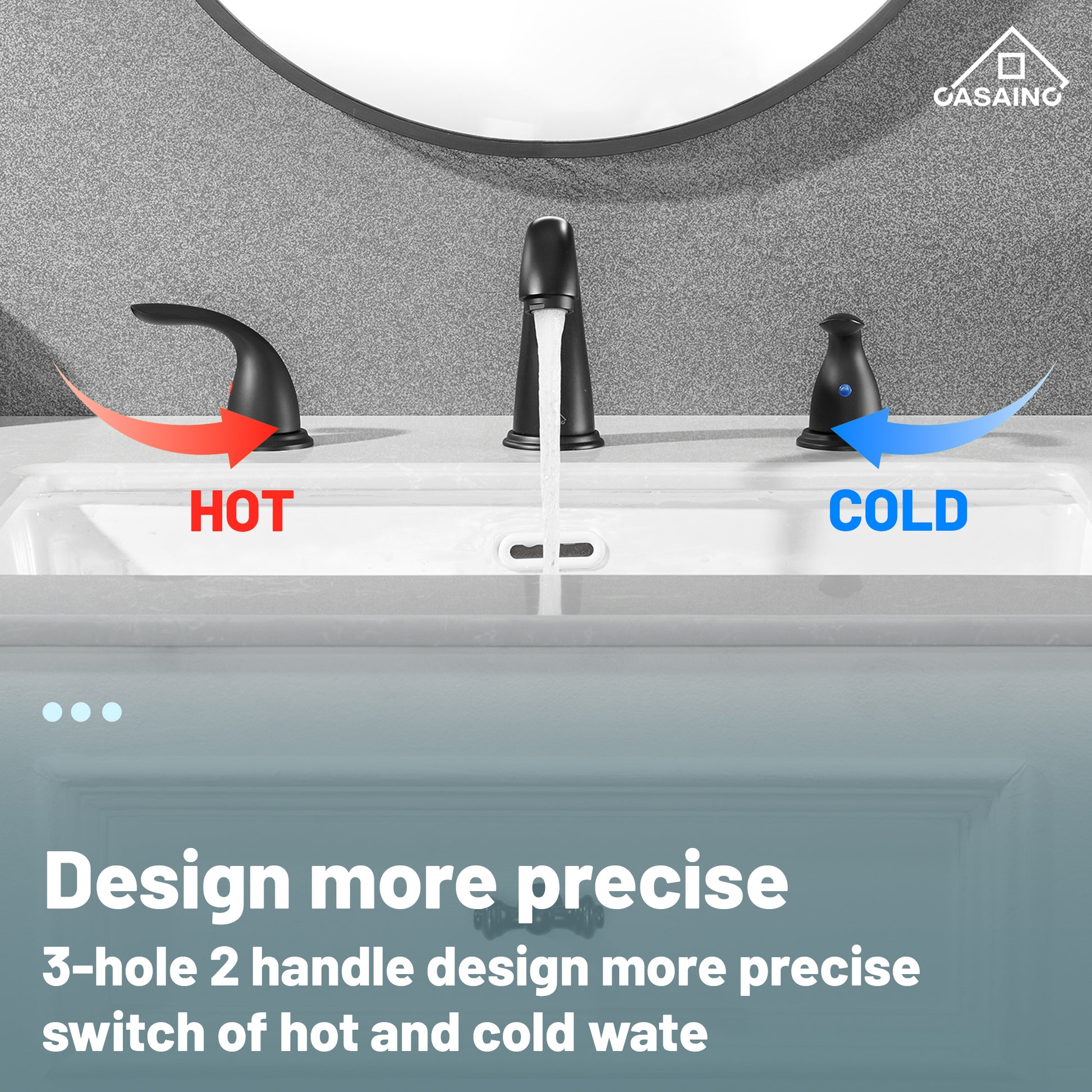 Casainc 4 Inch 2-Handle Bathroom Sink Faucet with Drain Assembly Matte Black/Brushed Nickel/Oil Rubbed Bronz/Brushed Gold 