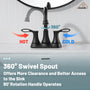 Casainc 4 Inch 2-Handle Centerset Bathroom Sink Faucet 360° Swivel Spout Vanity Faucet