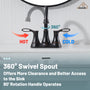 Casainc 4 Inch 2-Handle Centerset Bathroom Sink Faucet 360° Swivel Spout Vanity Faucet