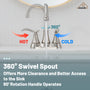 Casainc 2-Handle Centerset Bathroom Faucet for Bathroom Sink Vanity Faucet 360° Swivel Spout