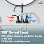 Casainc 2-Handle Centerset Bathroom Faucet for Bathroom Sink Vanity Faucet 360° Swivel Spout