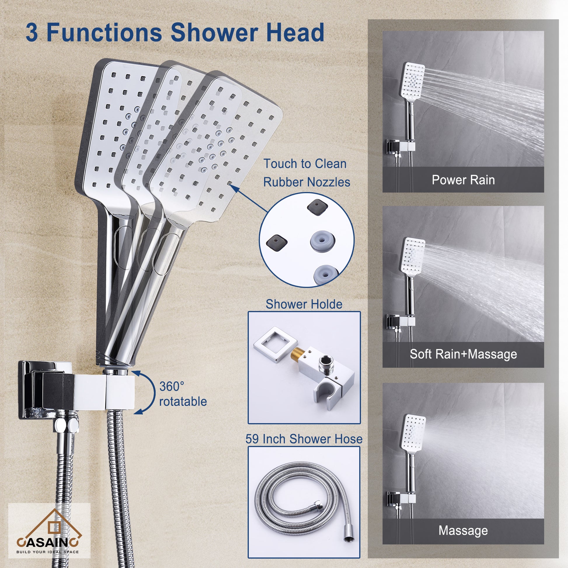 10"/12" Rain Shower Systems With Handheld & Pressure Balanced Valve