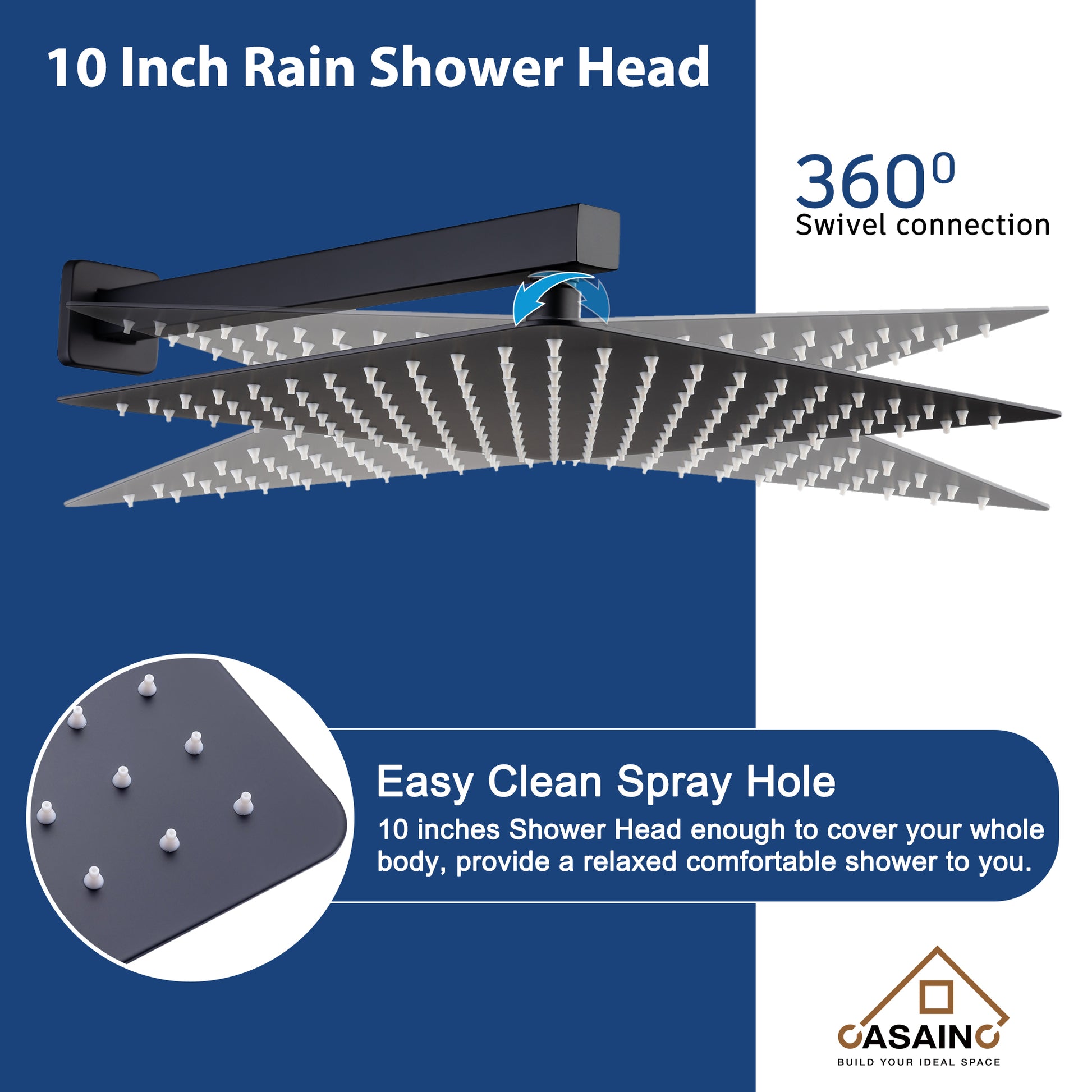 10"/12" Wall Mount Rainfall Shower Head System with Hand Shower