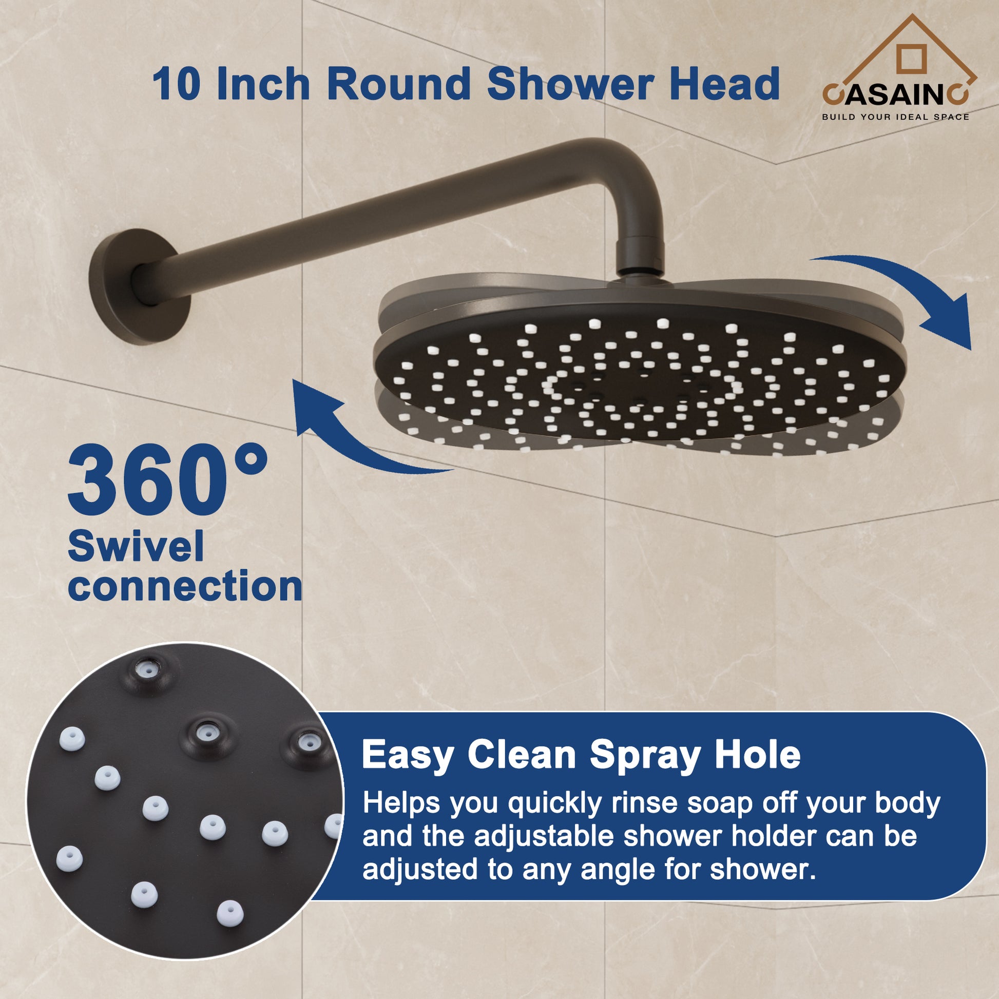 10" Round Shower Faucet in Matte Black with Pressure Balanced Valve