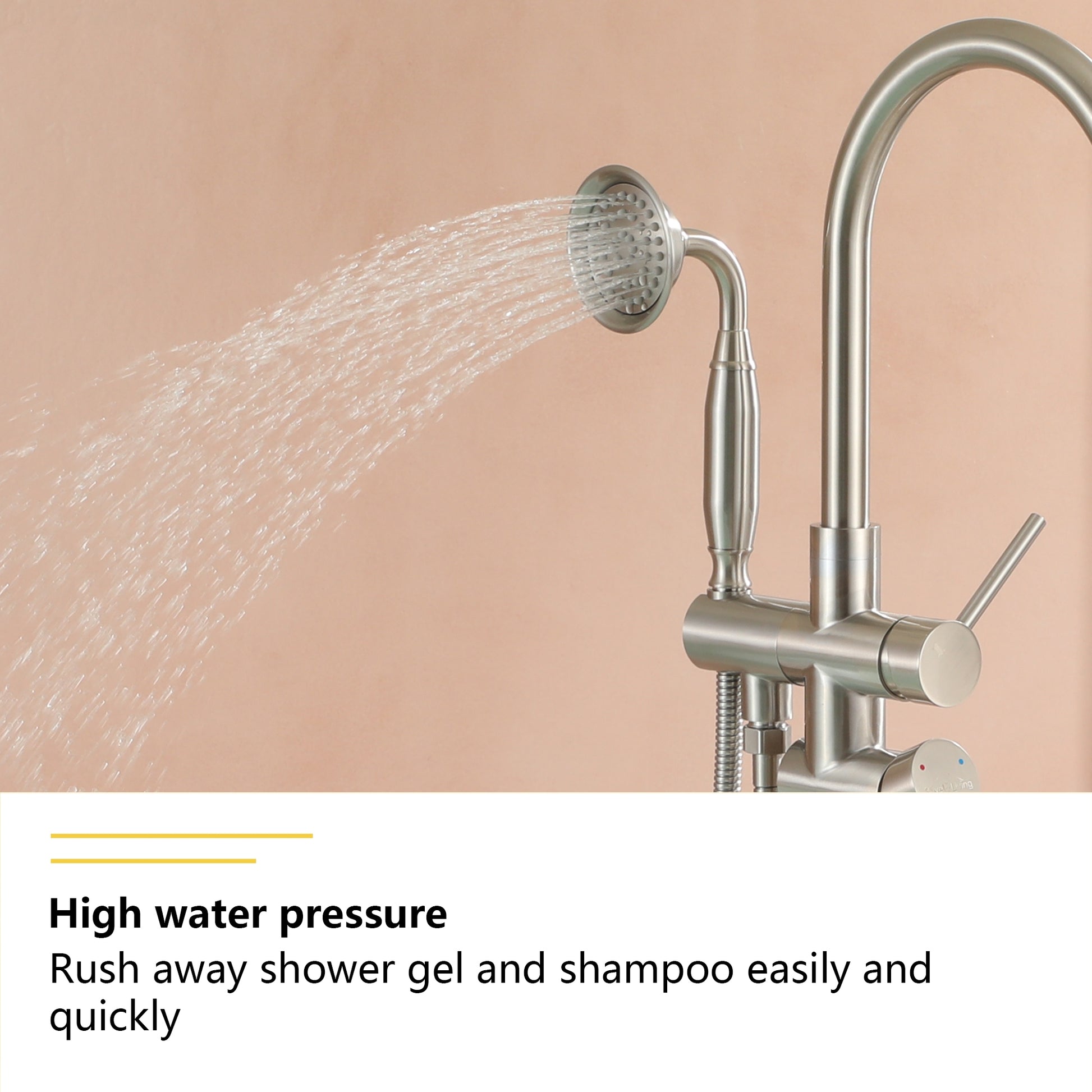Freestanding Bathtub Faucet with Handheld Shower & Double Handles