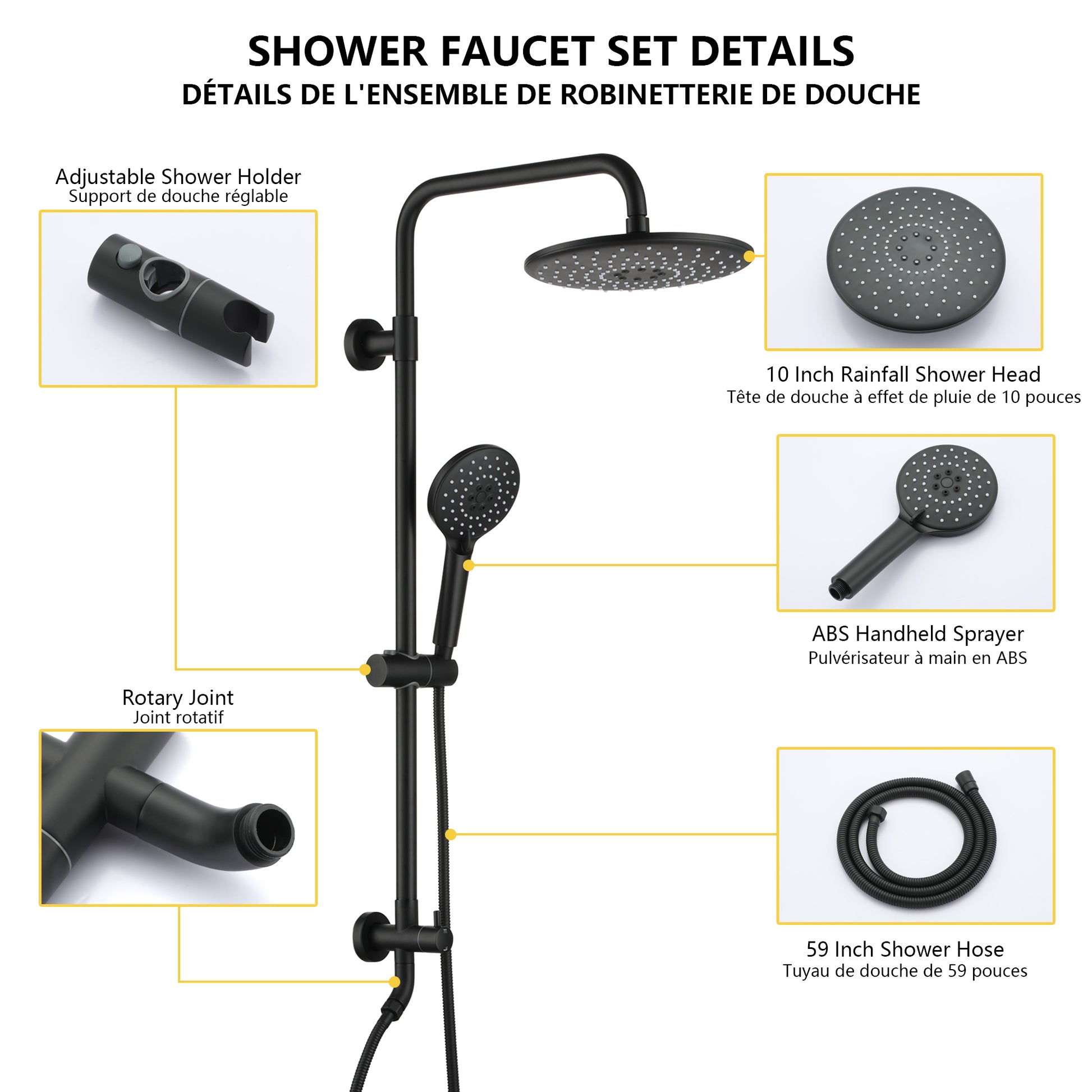 10-inch Wall-Mount Dual Shower Head System with 3-Spray Hand Shower