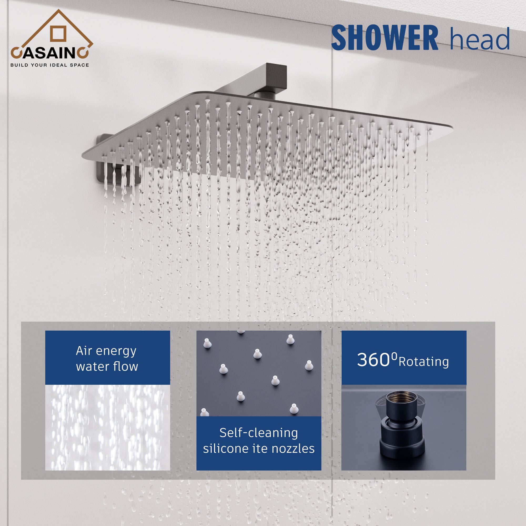 10 in./12 in. Wall Mounted Rainfall Shower System with Handheld