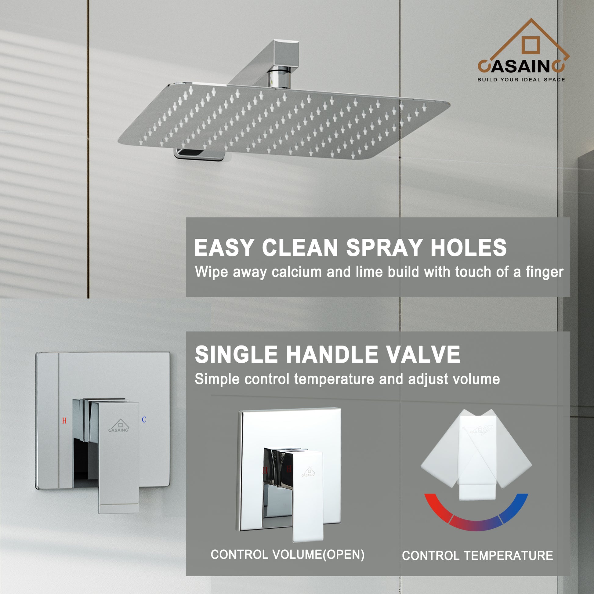 Rainfall Shower System 10" Wall Mount Single Function Showerhead