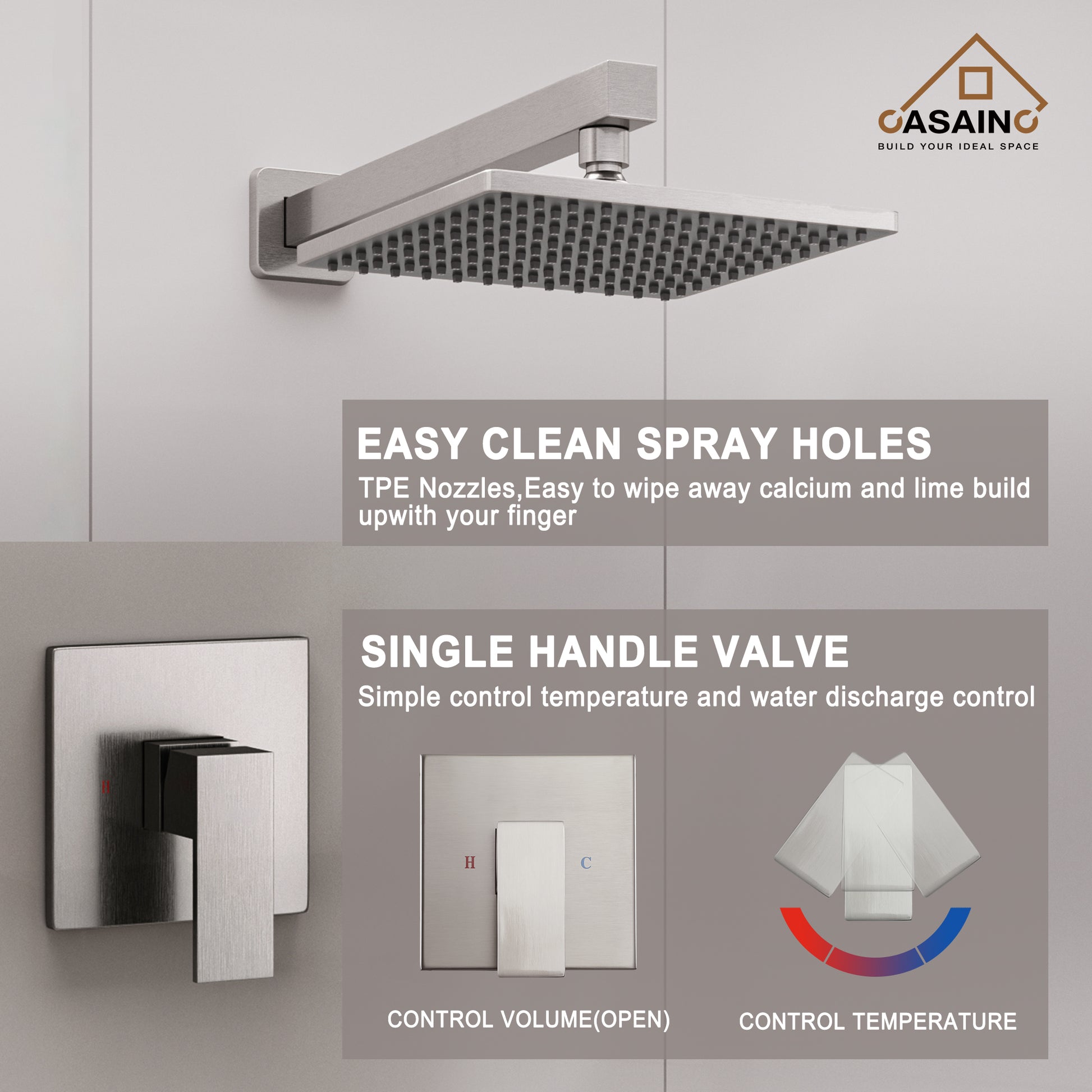 9" Wall Mount Rain Shower Head System Single Faucet (Valve Included)