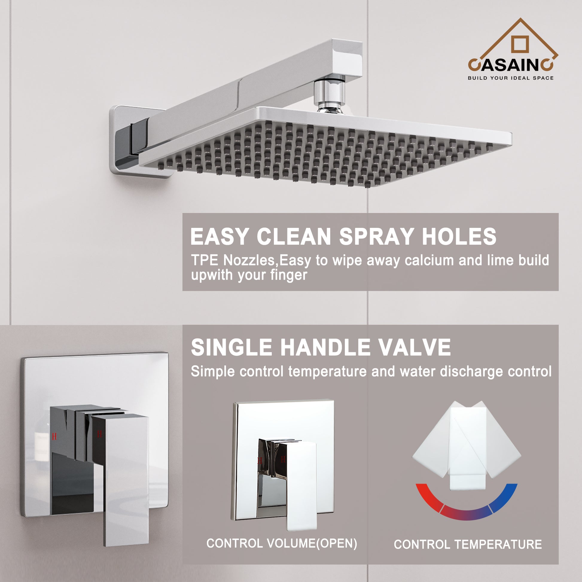 9" Wall Mount Rain Shower Head System Single Faucet (Valve Included)