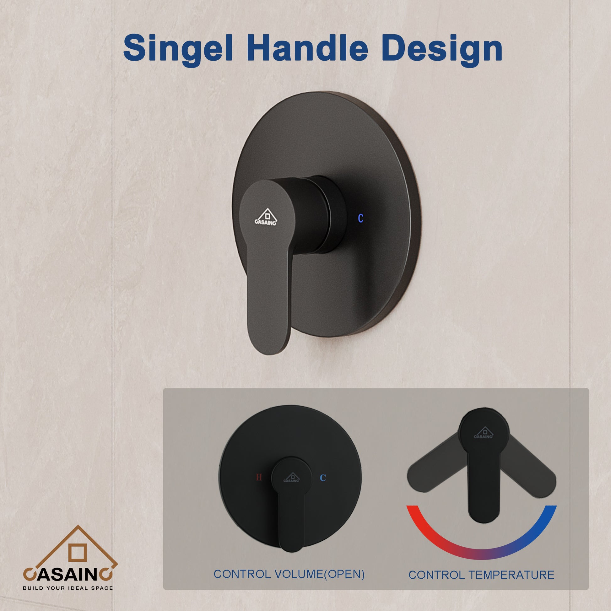 10" Wall Mount Round Shower Faucet Rain Shower System (Valve Included)