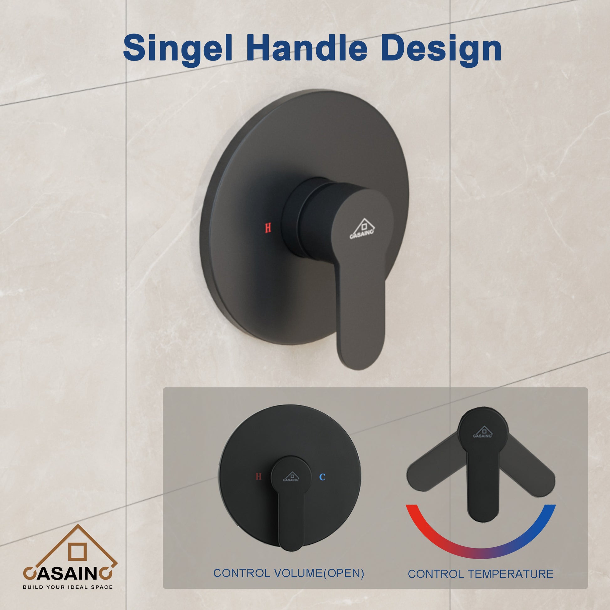 10" Round Shower Faucet in Matte Black with Pressure Balanced Valve