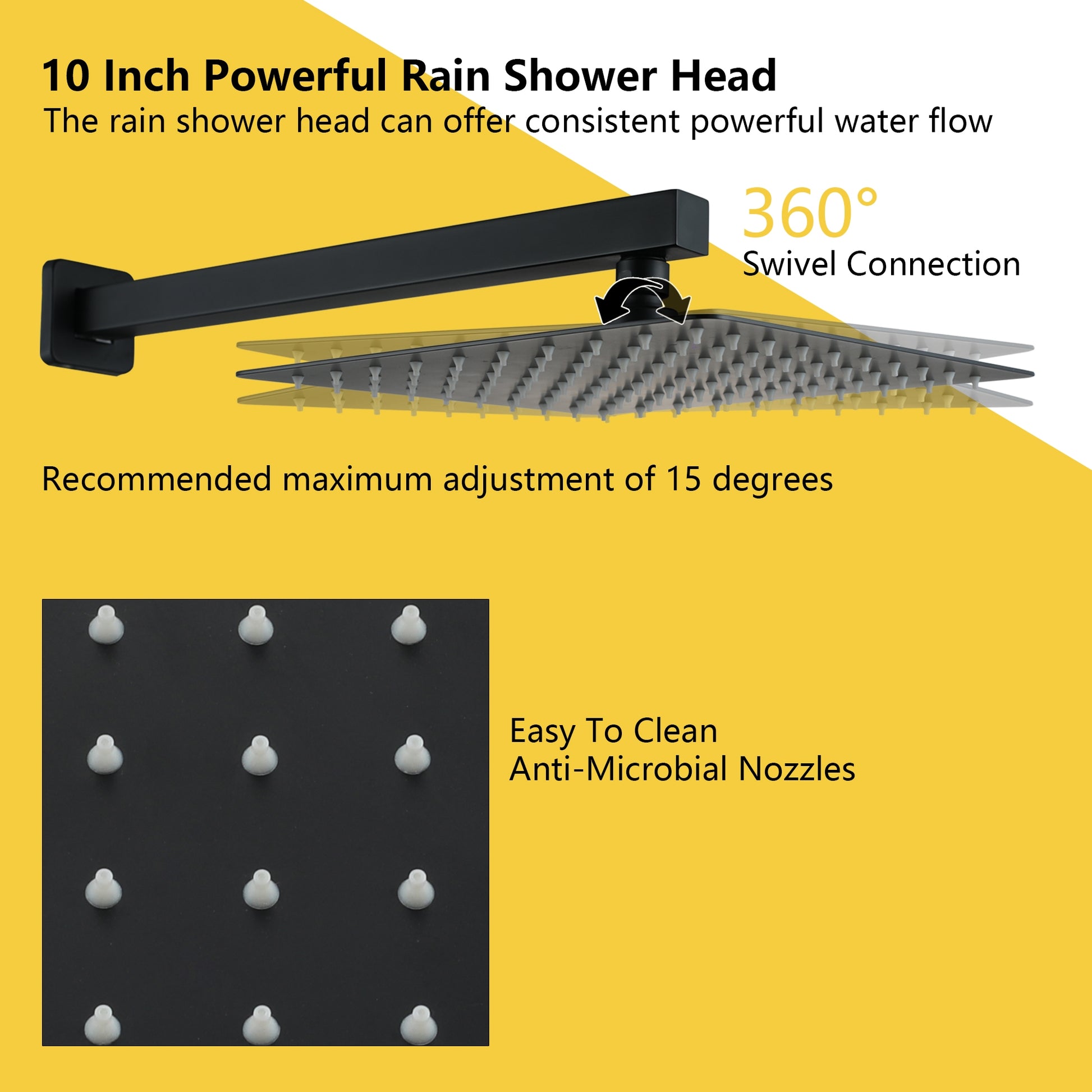 10-inch/12-inch Wall-Mounted Shower System with Hand Shower
