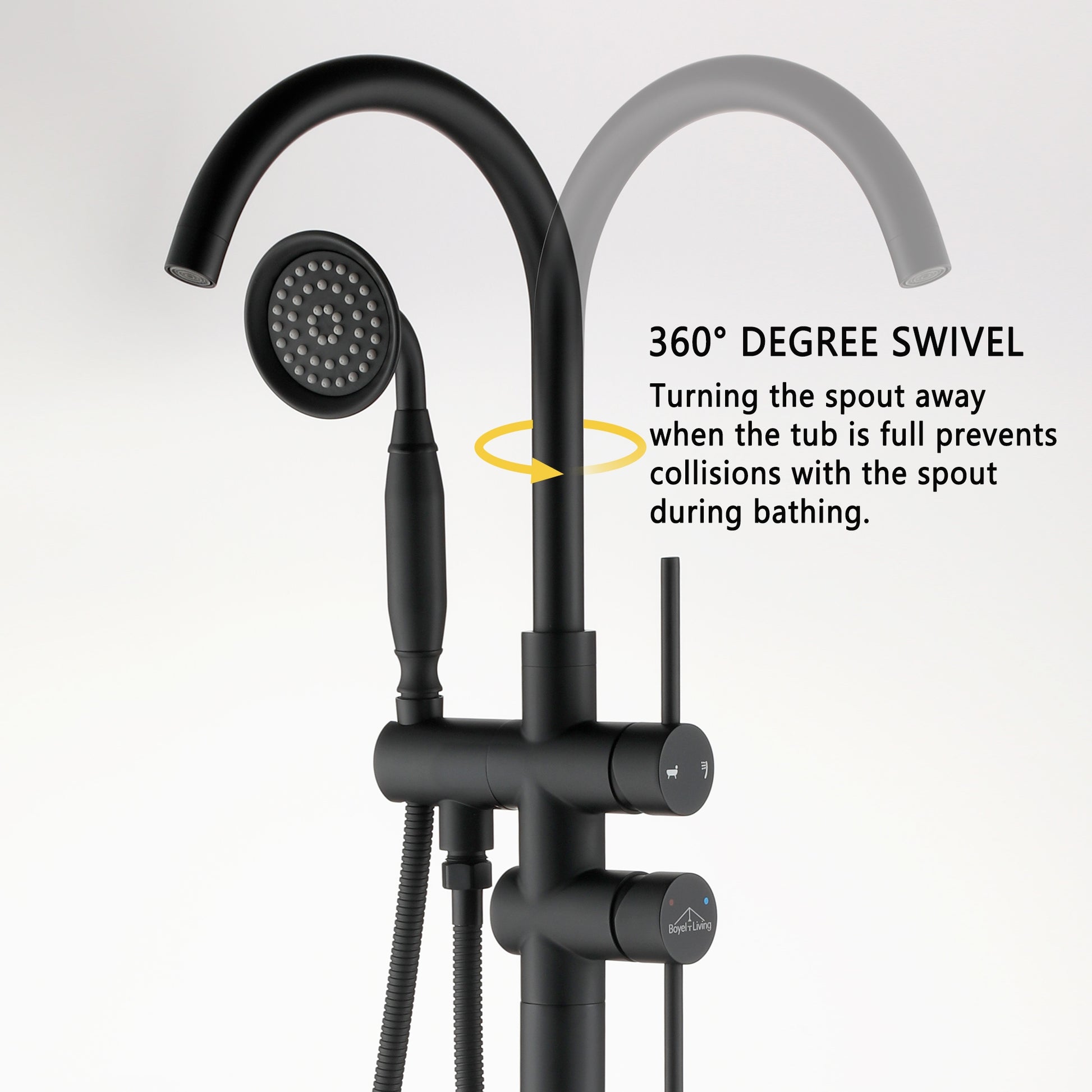 Freestanding Bathtub Faucet with Handheld Shower & Double Handles