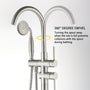 Freestanding Bathtub Faucet with Handheld Shower & Double Handles