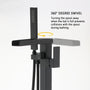 Single-Handle Freestanding Waterfall Bathtub Faucet with Handheld Shower