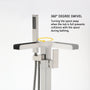 Single-Handle Freestanding Waterfall Bathtub Faucet with Handheld Shower