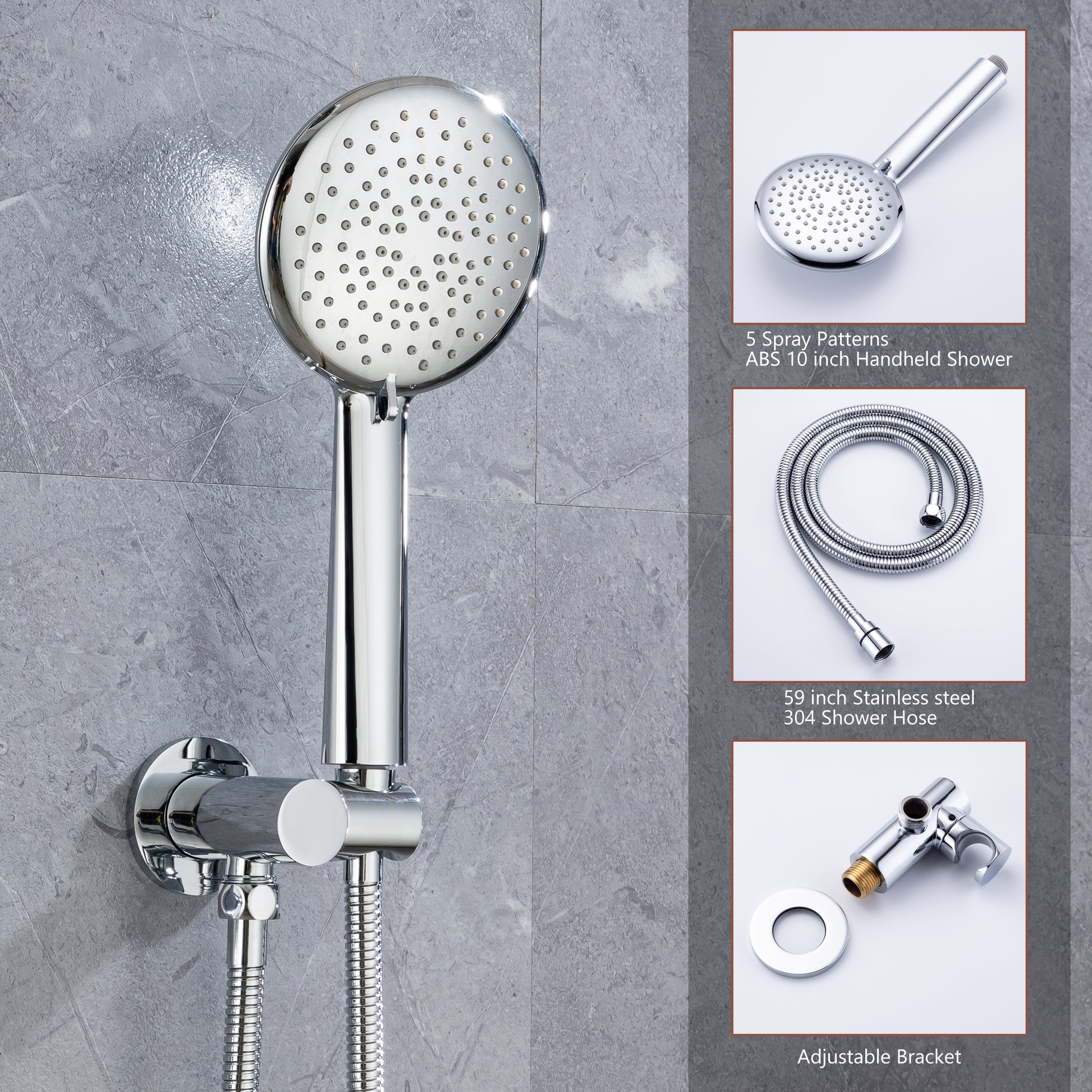CASAINC 9.5'' Wall-mounted rain shower faucet with pressure balanced valve