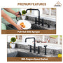 2-Handle Bridge Kitchen Faucet with Pull-Out Side Sprayer in Matte Black/Brushed Nickel/Brushed Gold