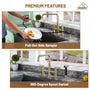 2-Handle Bridge Kitchen Faucet with Pull-Out Side Sprayer in Matte Black/Brushed Nickel/Brushed Gold
