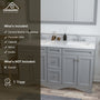 CASAINC 60" Solid Wood Bathroom Vanity with 1.2" Edge Italian Carrara Marble Countertop & Backsplash, Center Rectangular Sink, 4 Soft Closing Doors, 2 functional drawers, Grey, Matte White, Mirror, No Mirror