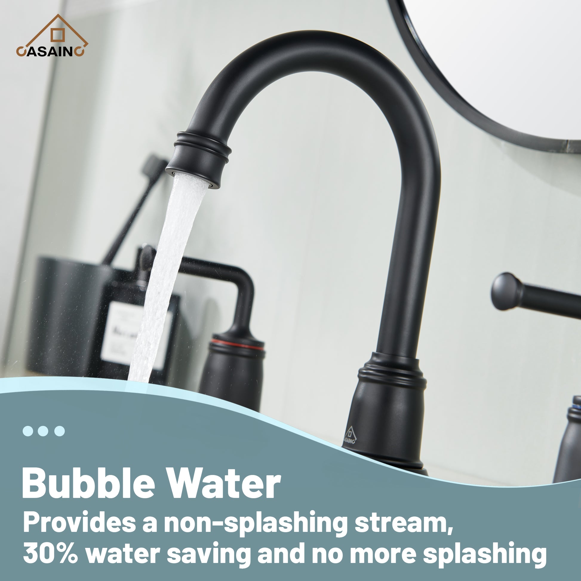 Casainc 8" Brass Bathroom Sink Faucet 2 Handle 3 Hole Gold Bathroom Faucet for Bathroom Sink with Pop-up Drain Assembly Widespread Vanity Faucets