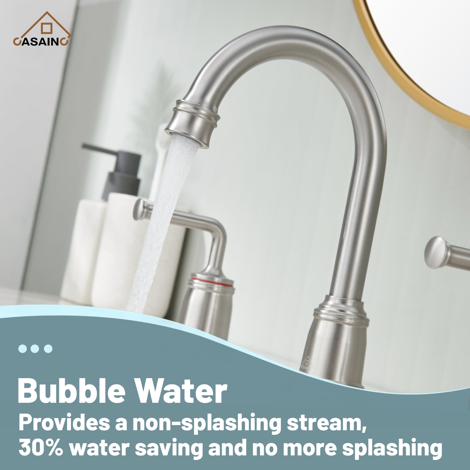 Casainc 8" Brass Bathroom Sink Faucet 2 Handle 3 Hole Gold Bathroom Faucet for Bathroom Sink with Pop-up Drain Assembly Widespread Vanity Faucets