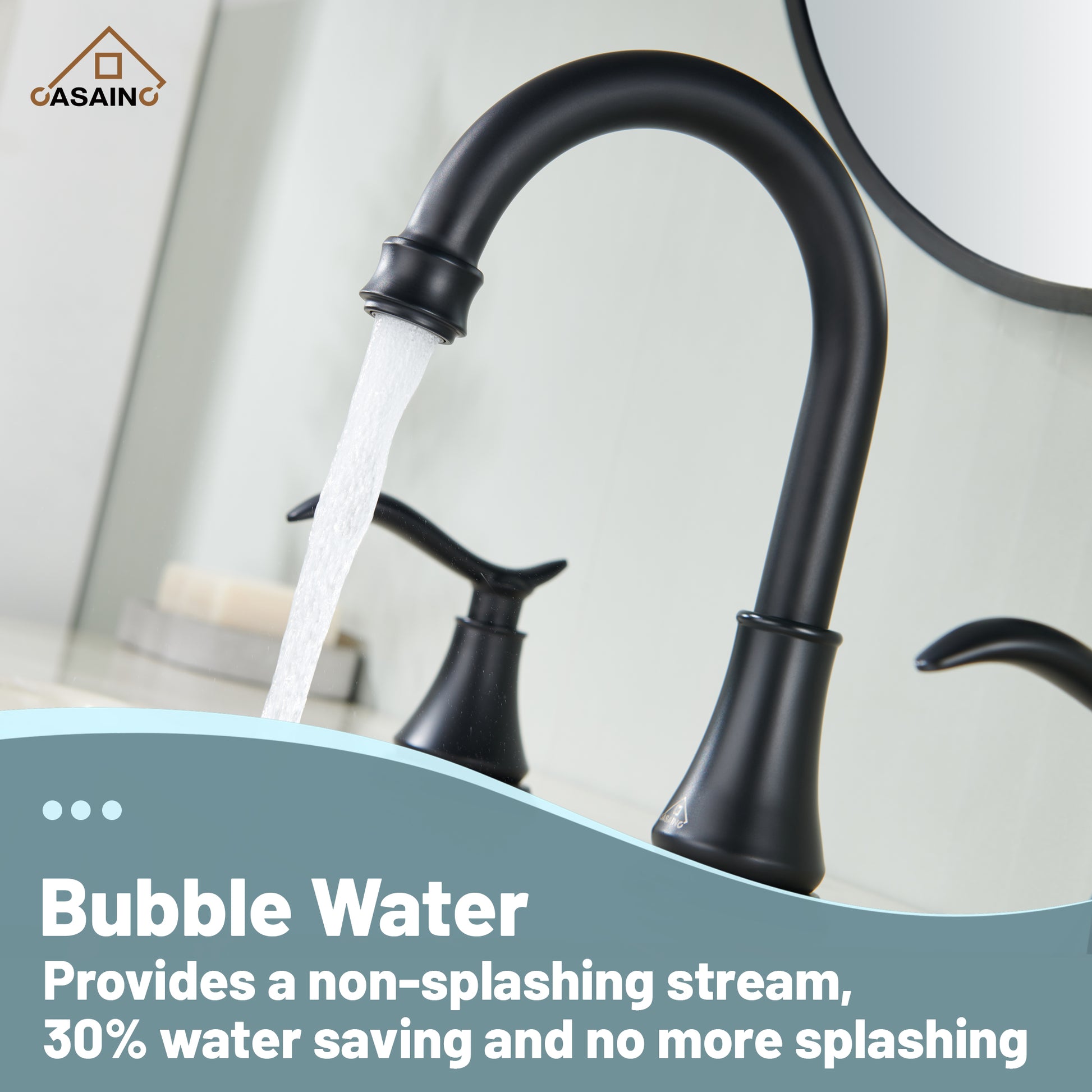 Casainc 8" Brass Bathroom Sink Faucet 2 Handle 3 Hole Gold Bathroom Faucet for Bathroom Sink with Pop-up Drain Assembly Widespread Vanity Faucets 360° Swivel Spout