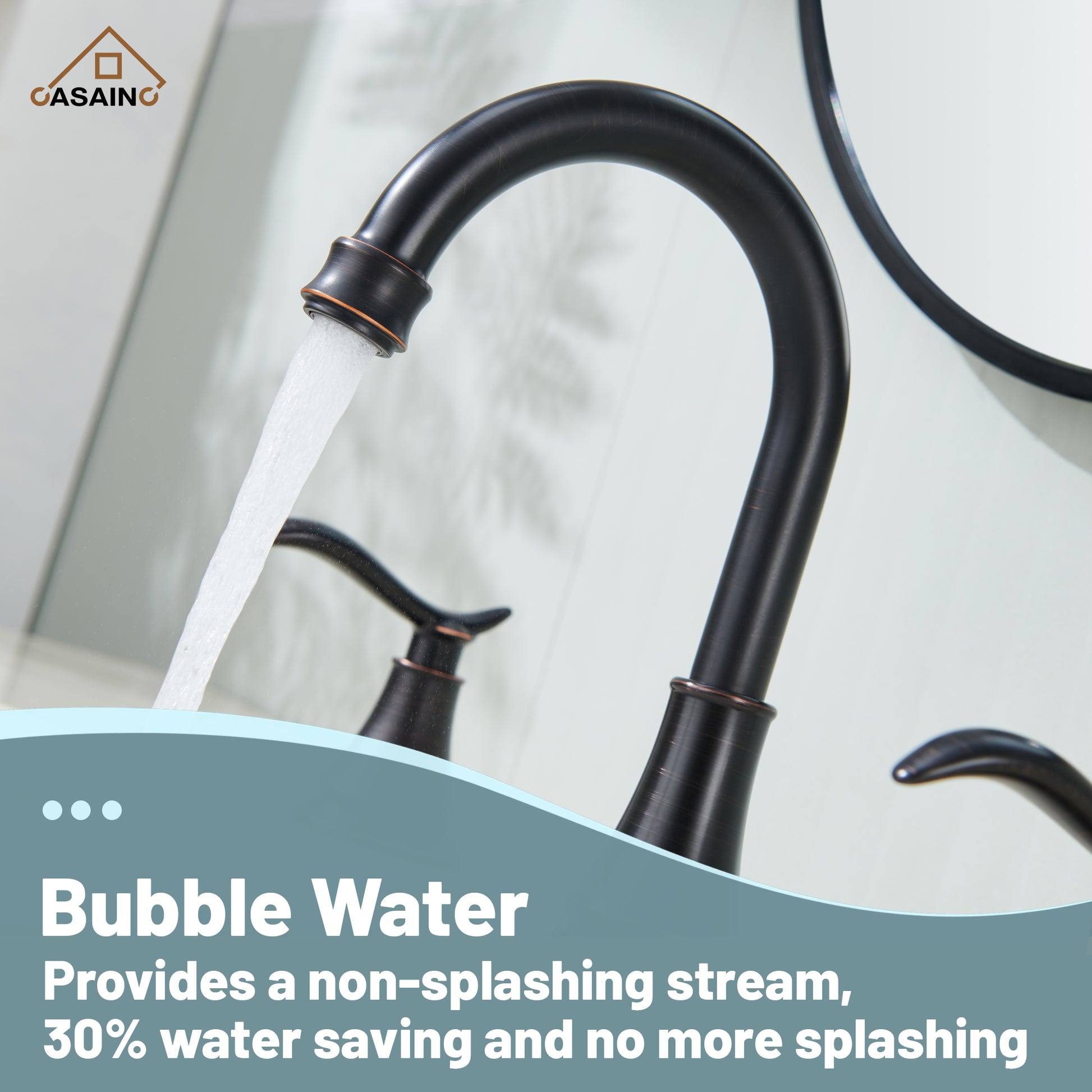 Casainc 8" Brass Bathroom Sink Faucet 2 Handle 3 Hole Gold Bathroom Faucet for Bathroom Sink with Pop-up Drain Assembly Widespread Vanity Faucets 360° Swivel Spout