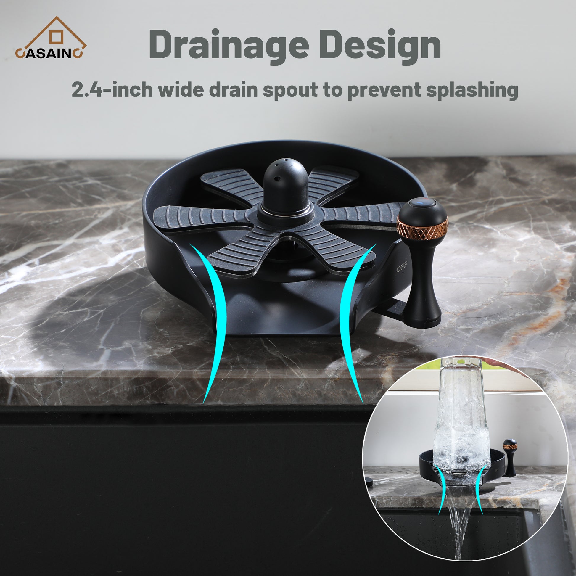 Glass Rinser Cup Washer Kitchen Faucet Top-Quality Automatic Cup Cleaning Cup Rinser With Hot and Cold Options High-pressure Water Jets