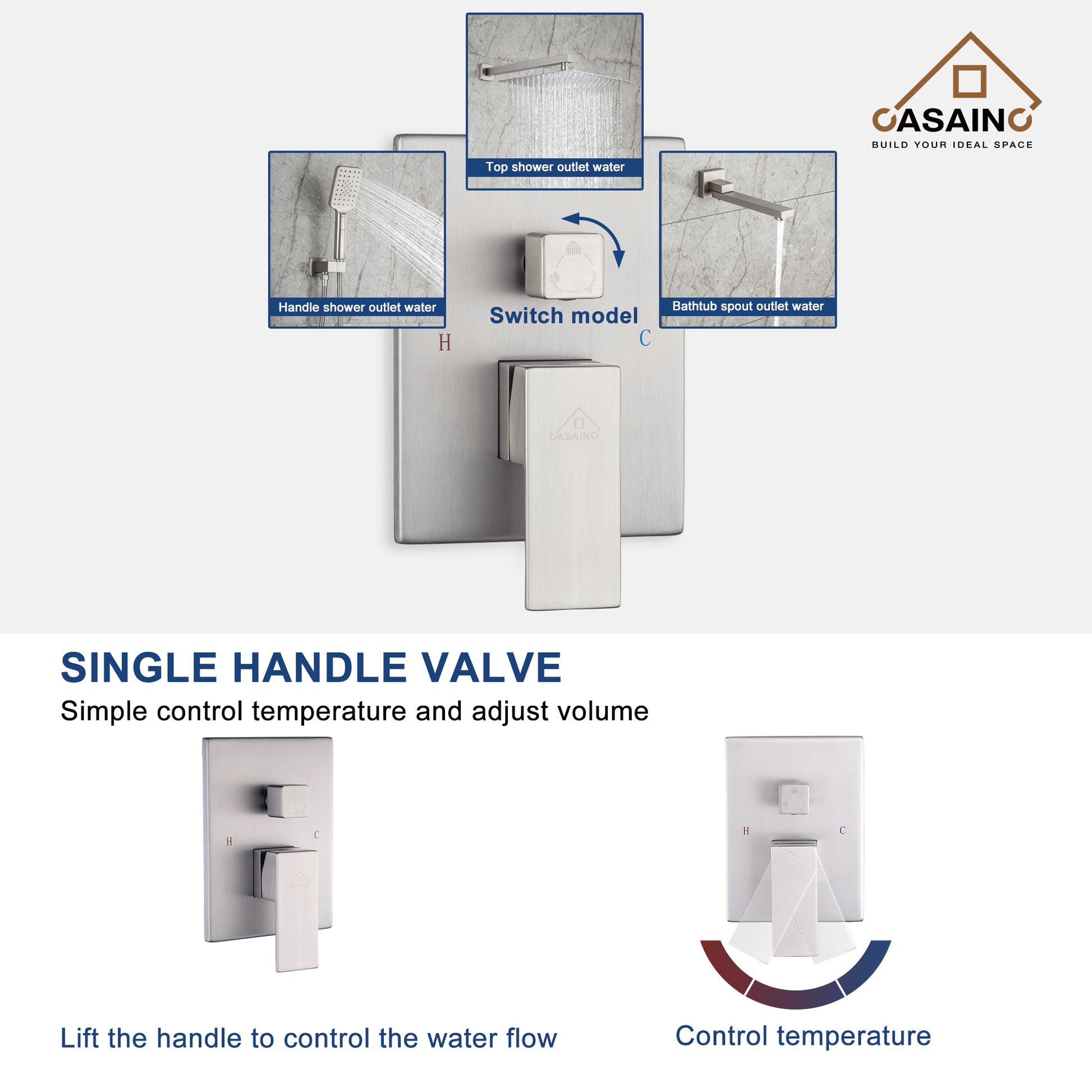 10 in./12 in. Ceiling Mount Shower System with Hand Shower & Tub Spout