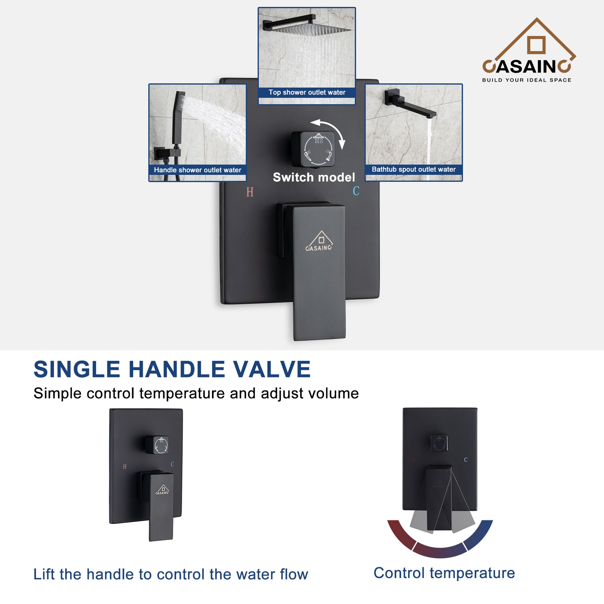 10 in./12 in. Ceiling Mount Shower System with Hand Shower & Tub Spout