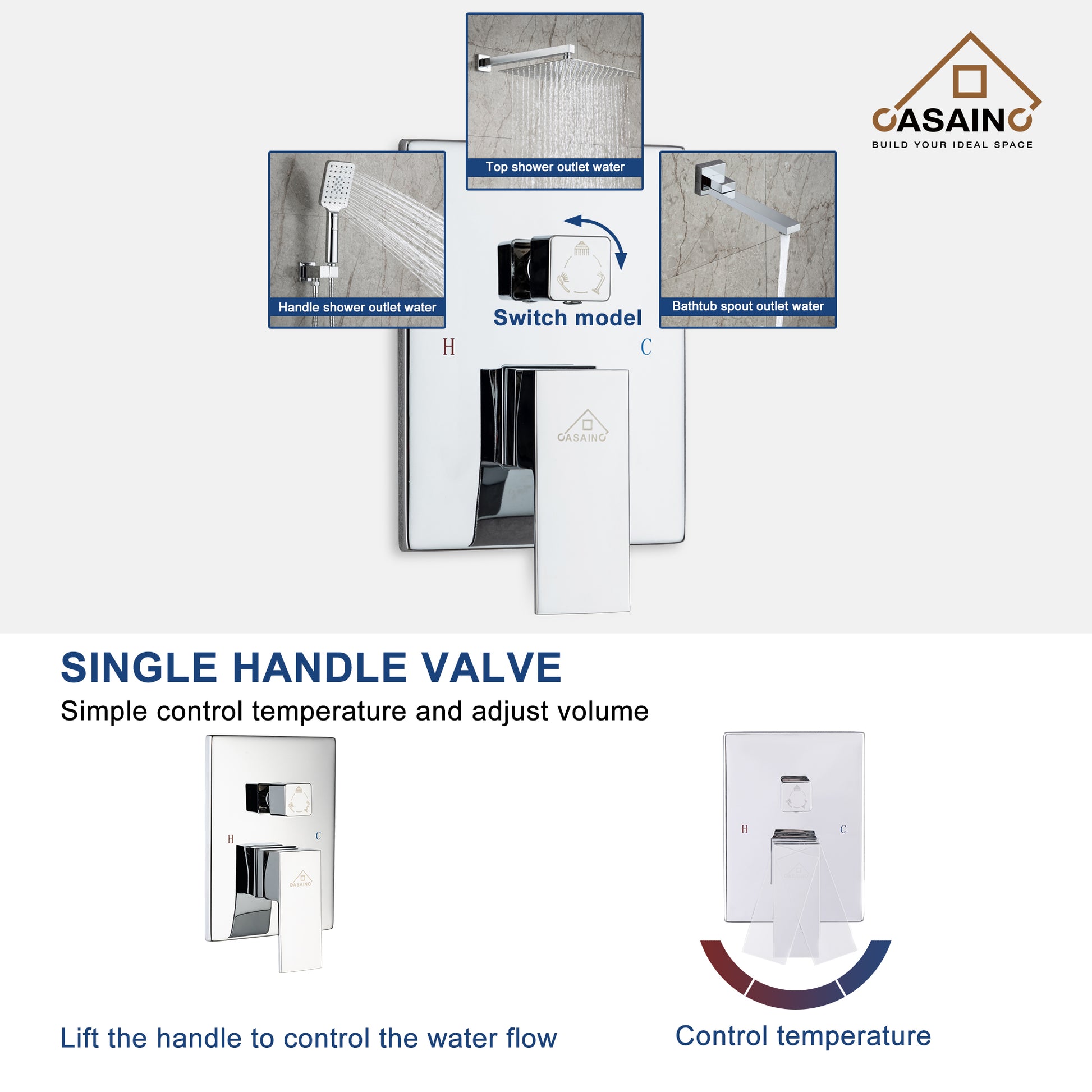 10 in./12 in. Ceiling Mount Shower System with Hand Shower & Tub Spout