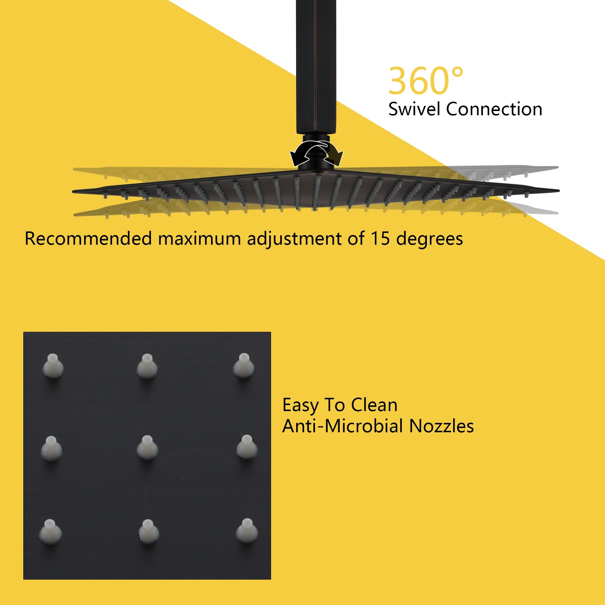 12" Ceiling-Mount Shower System with Handheld Shower in Oil Rubbed Bronze