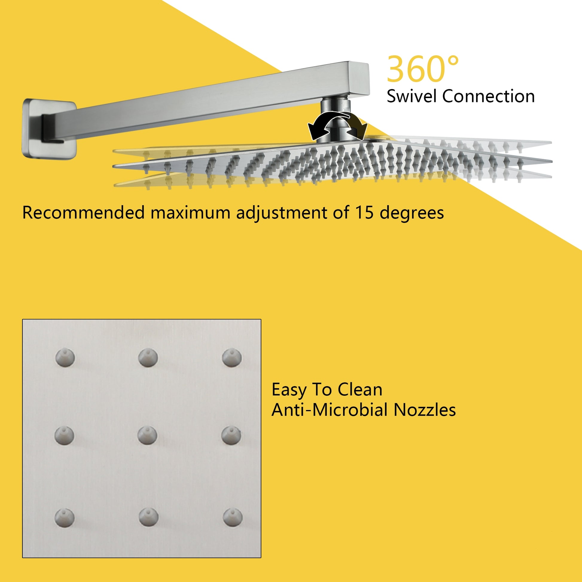 10in/12in Wall-Mount Rain Shower System with Handheld Shower