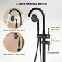 Freestanding Bathtub Faucet with Handheld Shower & Double Handles