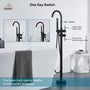 CASAINC Double-Handles Floor-Mount Freestanding Tub Filler with Handshower