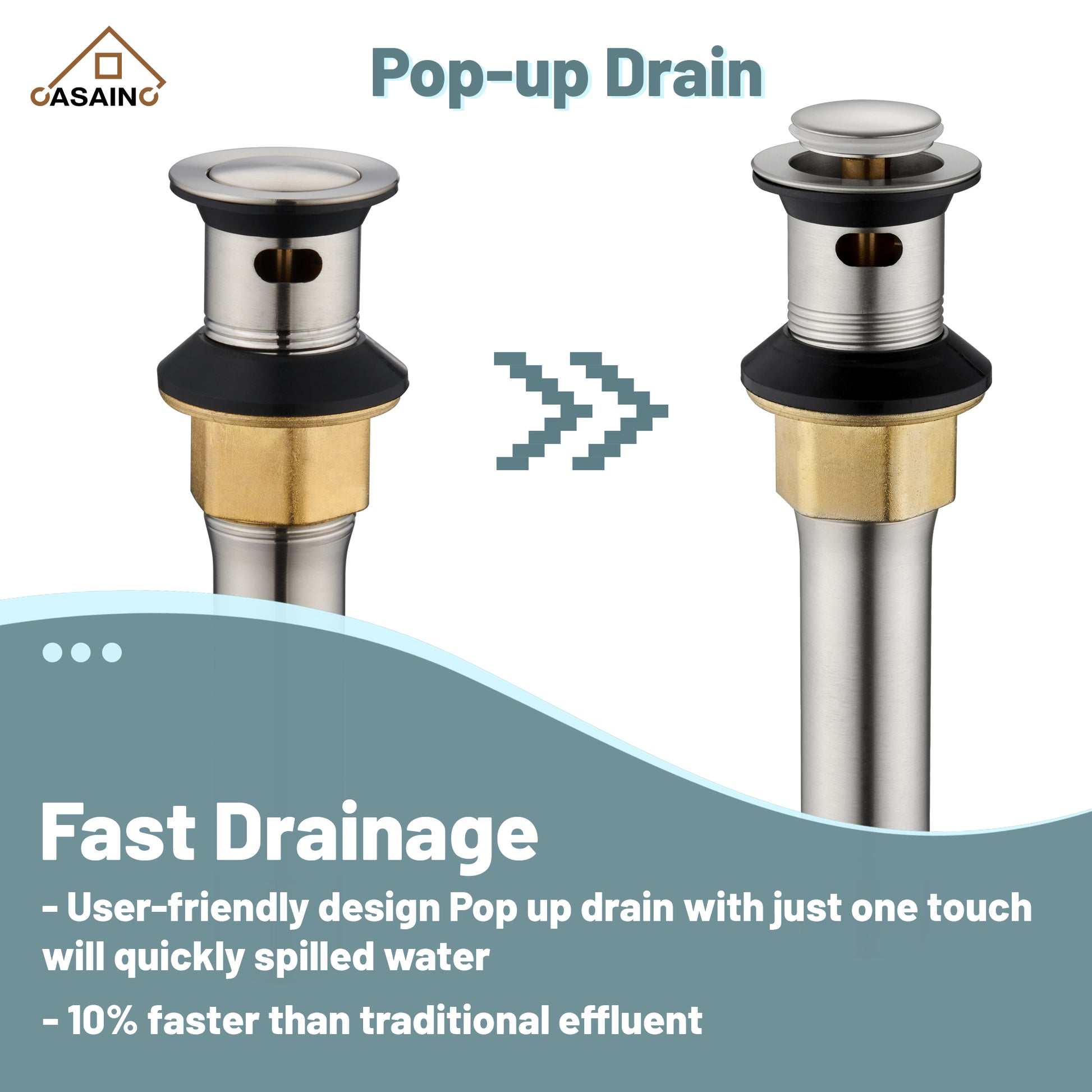 Casainc 8" Brass Bathroom Sink Faucet 2 Handle 3 Hole Gold Bathroom Faucet for Bathroom Sink with Pop-up Drain Assembly Widespread Vanity Faucets