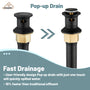 Casainc 8" Brass Bathroom Sink Faucet 3 Hole Gold Bathroom Faucet  2 Handle Gold Faucet for Bathroom Sink with Pop-up Drain Assembly Widespread Vanity Faucets