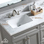 CASAINC 60" Solid Wood Bathroom Vanity with 1.2" Edge Italian Carrara Marble Countertop & Backsplash, Center Rectangular Sink, 4 Soft Closing Doors, 2 functional drawers, Grey, Matte White, Mirror, No Mirror