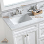 CASAINC 60" Solid Wood Bathroom Vanity with 1.2" Edge Italian Carrara Marble Countertop & Backsplash, Center Rectangular Sink, 4 Soft Closing Doors, 2 functional drawers, Grey, Matte White, Mirror, No Mirror